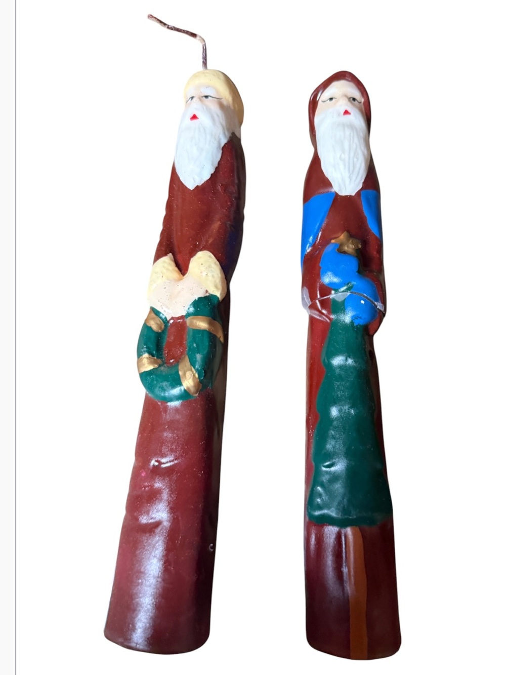 Vintage SCC Old World Santa Claus Taper Candles Set 10" Primitive Folk Art Box